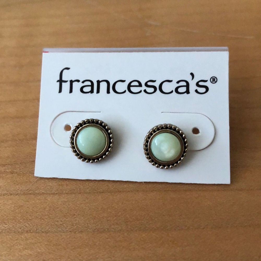 Pale green faux gem earrings